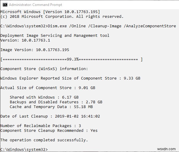 Windows 10でコンポーネントストア(WinSxS)の実際のサイズを確認し、クリーンアップする方法