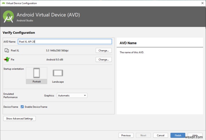 Android StudioでAndroid 9(Pie)仮想デバイスをセットアップして実行する方法