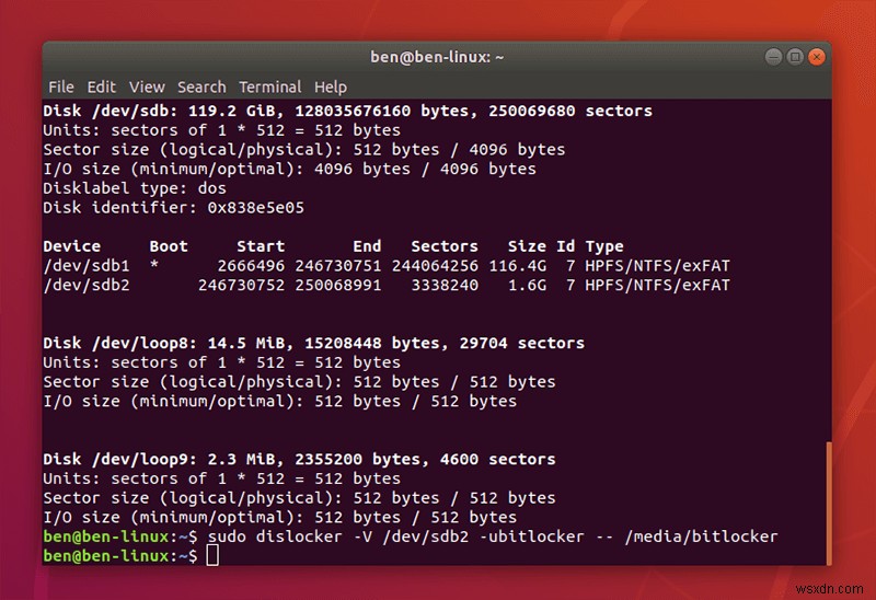 LinuxからBitLockerで暗号化されたWindowsパーティションにアクセスする方法