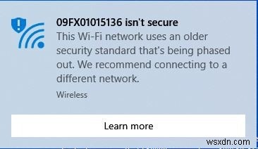 Windowsで「Wi-Fiネットワークが安全ではありません」と表示されたときの対処法