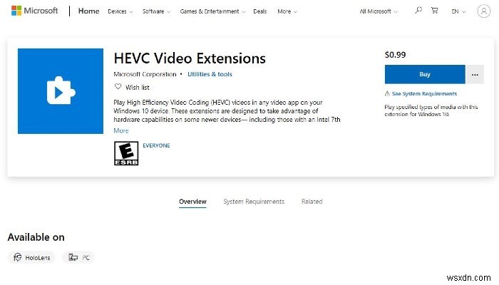 Windows 10でHEVC(H.265)動画を無料で再生する方法