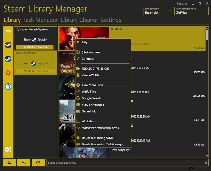 Steam Library Managerを使ってSteamゲームを別のドライブへ素早く移動する方法