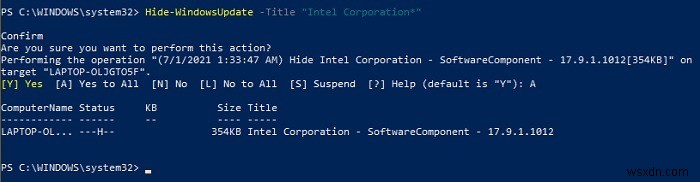 Windows 10でPowerShellを使ってWindows Updateを非表示にする方法