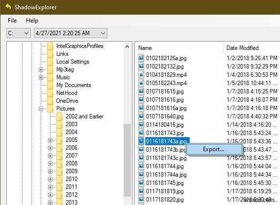 ShadowExplorerの使い方:システムの復元ポイントから削除したファイルを復元する方法