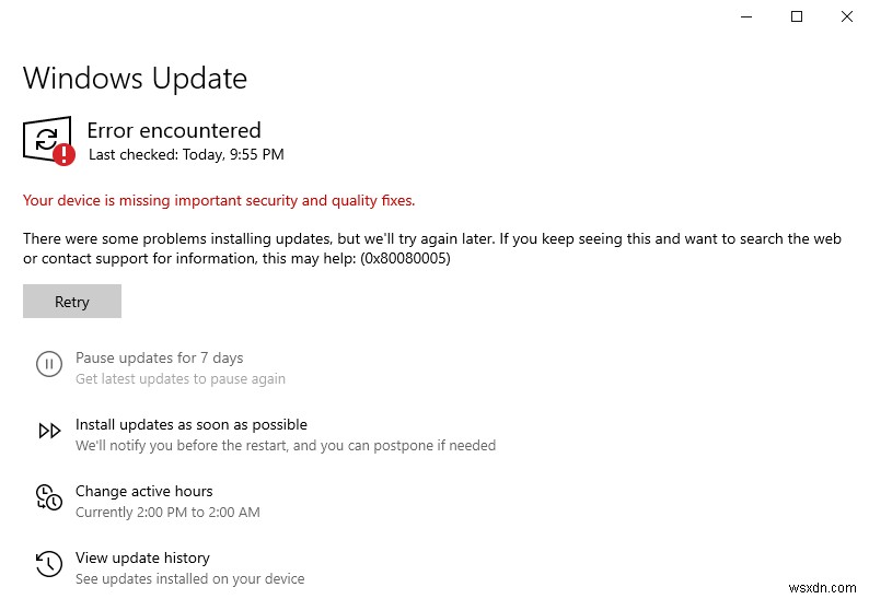 Windows 10で「デバイスに重要なセキュリティと品質の修正プログラムがありません」エラーが出たときの対処法