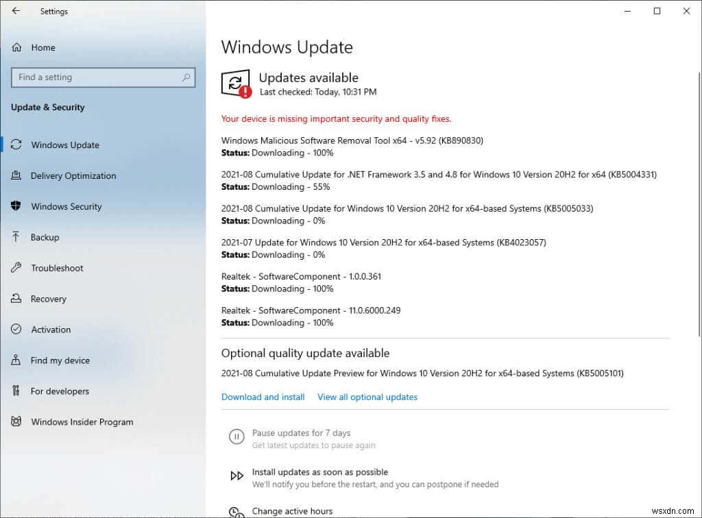 Windows 10で「デバイスに重要なセキュリティと品質の修正プログラムがありません」エラーが出たときの対処法