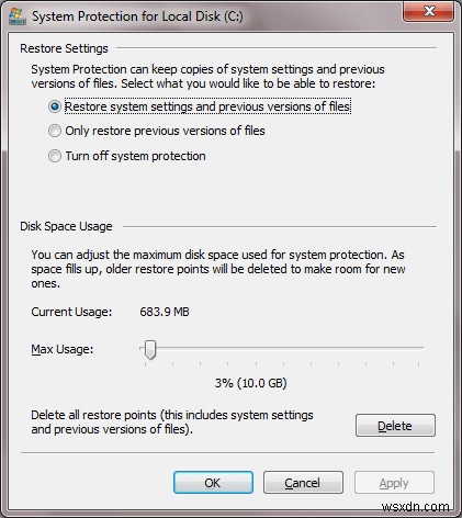 Windows 7でシステムの復元(システム保護)を有効にする方法