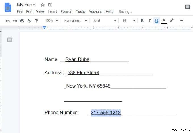 表を使って記入可能なGoogleドキュメントフォームを作成する方法