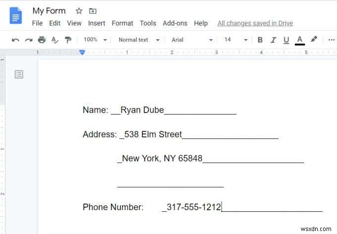 表を使って記入可能なGoogleドキュメントフォームを作成する方法