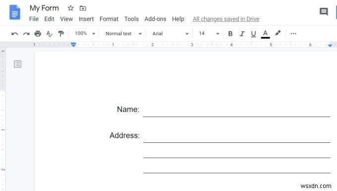 表を使って記入可能なGoogleドキュメントフォームを作成する方法