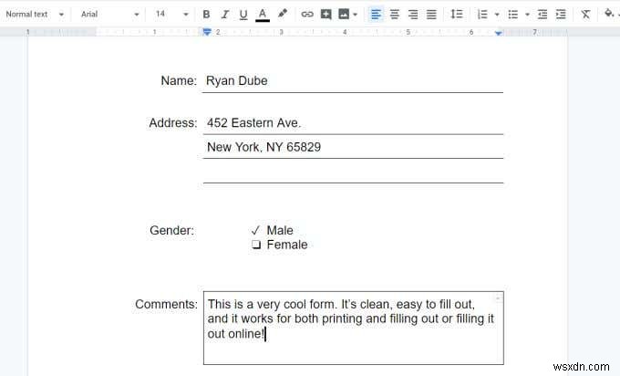 表を使って記入可能なGoogleドキュメントフォームを作成する方法