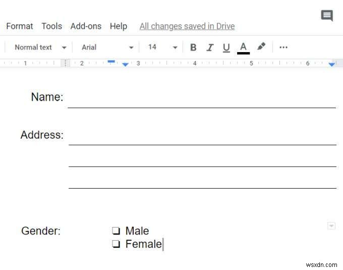 表を使って記入可能なGoogleドキュメントフォームを作成する方法
