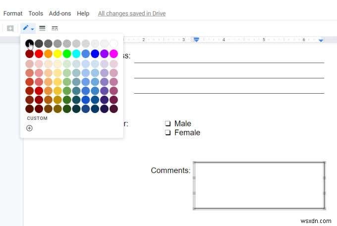 表を使って記入可能なGoogleドキュメントフォームを作成する方法