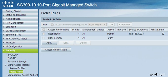 CiscoスイッチへのアクセスをIPアドレスで制限する方法【SG300-10の設定手順】