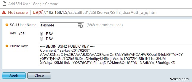 Cisco SG300スイッチでSSH公開鍵認証を有効にする方法