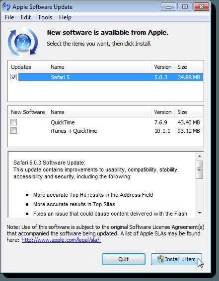WindowsでAppleのSafariブラウザを更新する方法