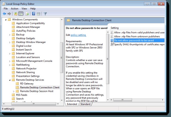 【Windows】リモートデスクトップの資格情報保存を無効化する方法