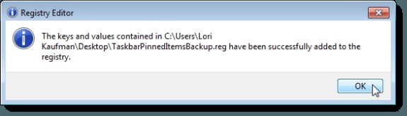 Windows 7/8/10のタスクバーにピン留めしたアイテムをバックアップ・復元する方法