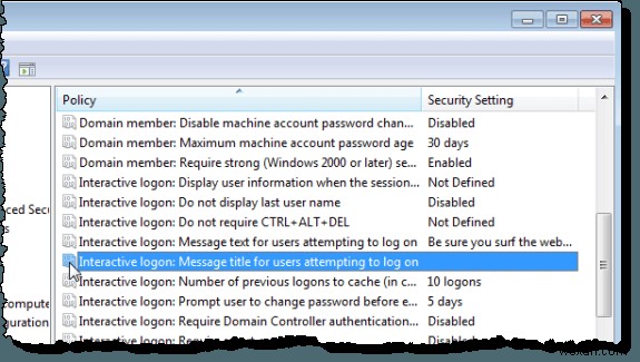 Windows 7/8/10のログオン画面にメッセージを表示する方法