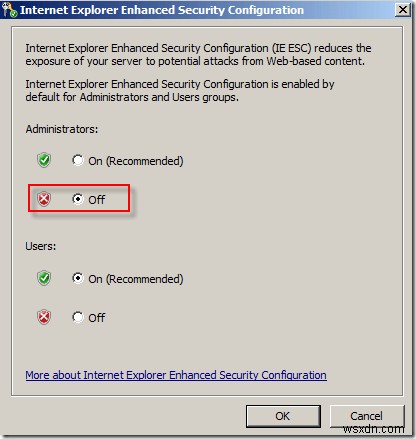 Windows Server 2003/2008でIE拡張セキュリティ構成(IE ESC)を無効にする方法
