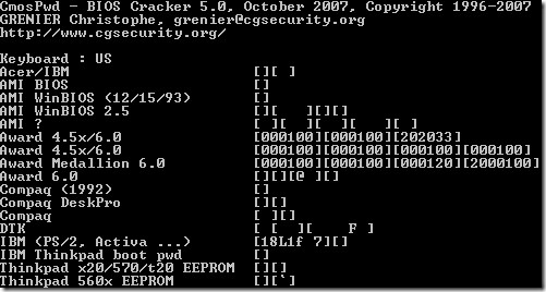 CMOSPwdでBIOS/CMOSパスワードを復元する方法