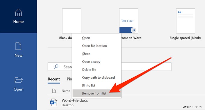 【Word】最近使ったファイルの一覧を削除・非表示にする方法