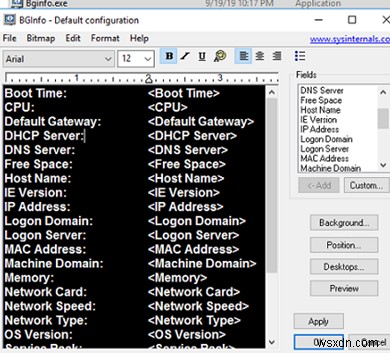 BgInfoを使ってWindowsデスクトップにシステム情報を表示する方法