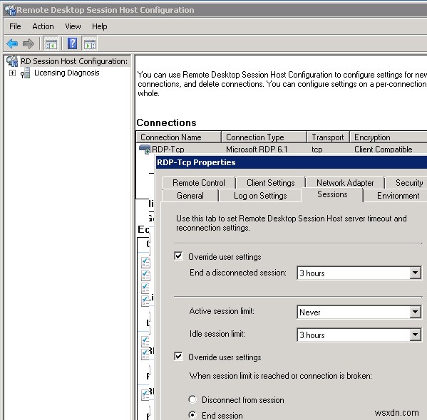 WindowsでRDP/RDSセッションの制限(タイムアウト)を構成する方法