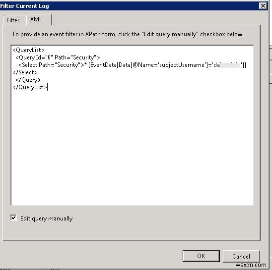 Windows Server 2008以降でユーザー名を指定してイベントログをフィルタリングする方法