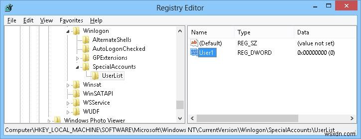 Windows 8のウェルカム画面（ログイン画面）からユーザーアカウントを非表示にする方法