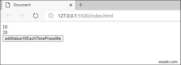 JavaScriptでボタンをクリックするたびに値を10ずつ増加させる方法