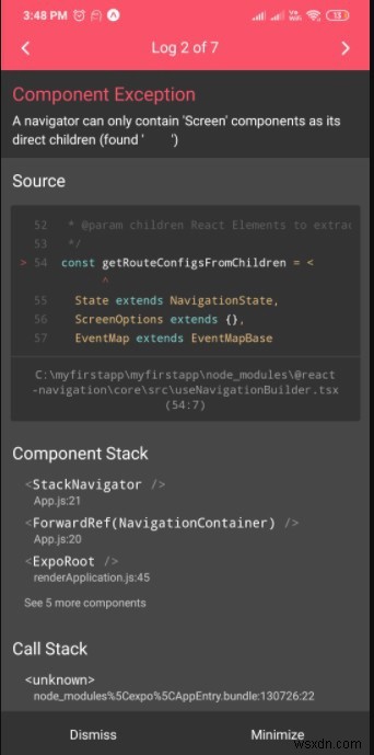 React Nativeのナビゲーションで発生する「A navigator can only contain Screen components as its direct children」エラーの原因と解決方法