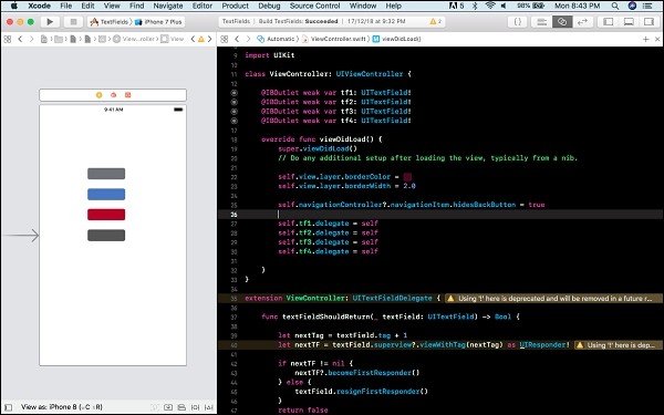 iOSアプリでキーボードの「次へ」ボタンを使ってテキストフィールドを順番に移動する方法