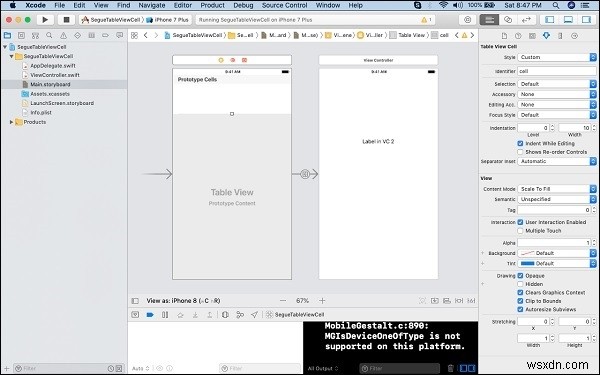 SwiftでUITableViewCellからViewControllerへセグエをプッシュする方法