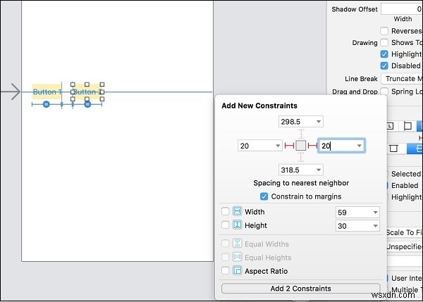 iOSでAuto Layoutを使って2つのボタンを垂直に揃える方法