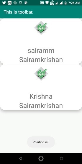 【Android】RecyclerViewでクリックされたアイテムとその位置(ポジション)を取得する方法