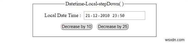 HTML DOM Input DatetimeLocal stepDown()メソッドとは?構文と使い方を解説