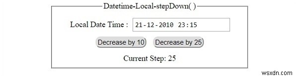 HTML DOM Input DatetimeLocal stepDown()メソッドとは?構文と使い方を解説