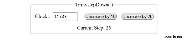 HTML DOM Input Time stepDown()メソッドの使い方とサンプルコード