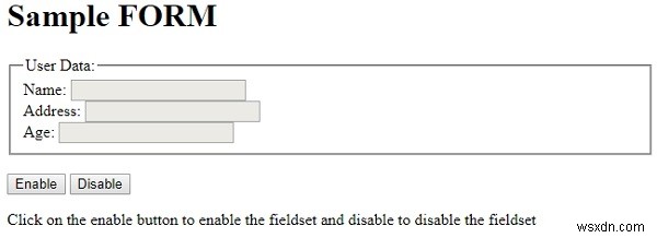 【HTML DOM】fieldset要素のdisabledプロパティの使い方とサンプルコード