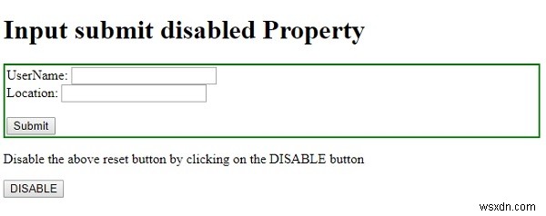 HTML DOMのInput Submit disabledプロパティとは?使い方とサンプルコードを解説