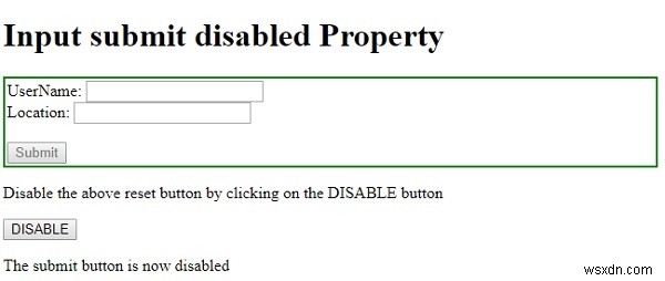 HTML DOMのInput Submit disabledプロパティとは?使い方とサンプルコードを解説
