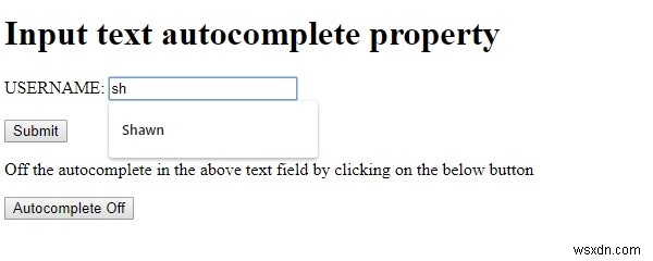 HTML DOM Input Text autocomplete（オートコンプリート）プロパティの使い方