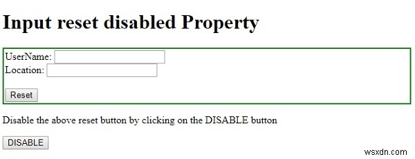 HTML DOM Input リセットボタンの disabled プロパティの使い方を解説