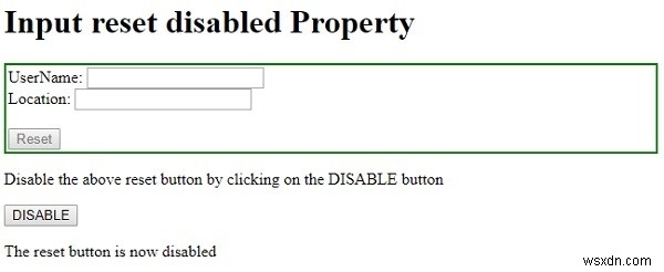HTML DOM Input リセットボタンの disabled プロパティの使い方を解説
