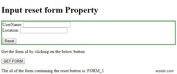 HTML DOM Input Reset の form プロパティとは?使い方とサンプルコードを解説