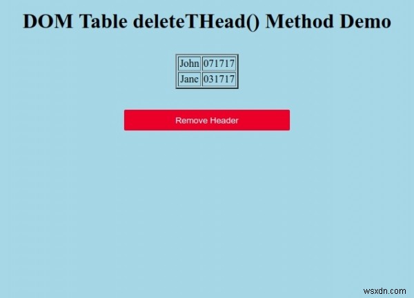 HTML DOM テーブルの deleteTHead() メソッドとは?使い方とサンプルコード解説