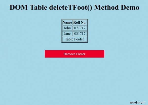 HTML DOM テーブルの deleteTFoot() メソッドとは?構文と使い方を解説