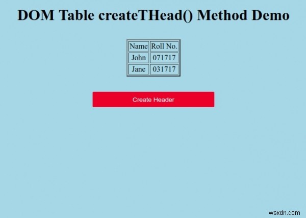 HTML DOM Table createTHead() メソッドの使い方を解説