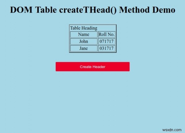 HTML DOM Table createTHead() メソッドの使い方を解説